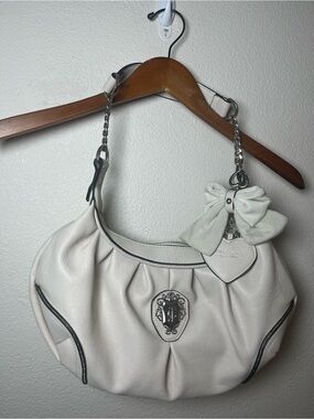 Juicy Couture White Leather Hobo with Bow Charm